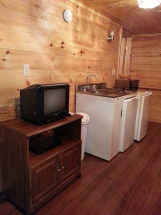 knotty pine kitchenette